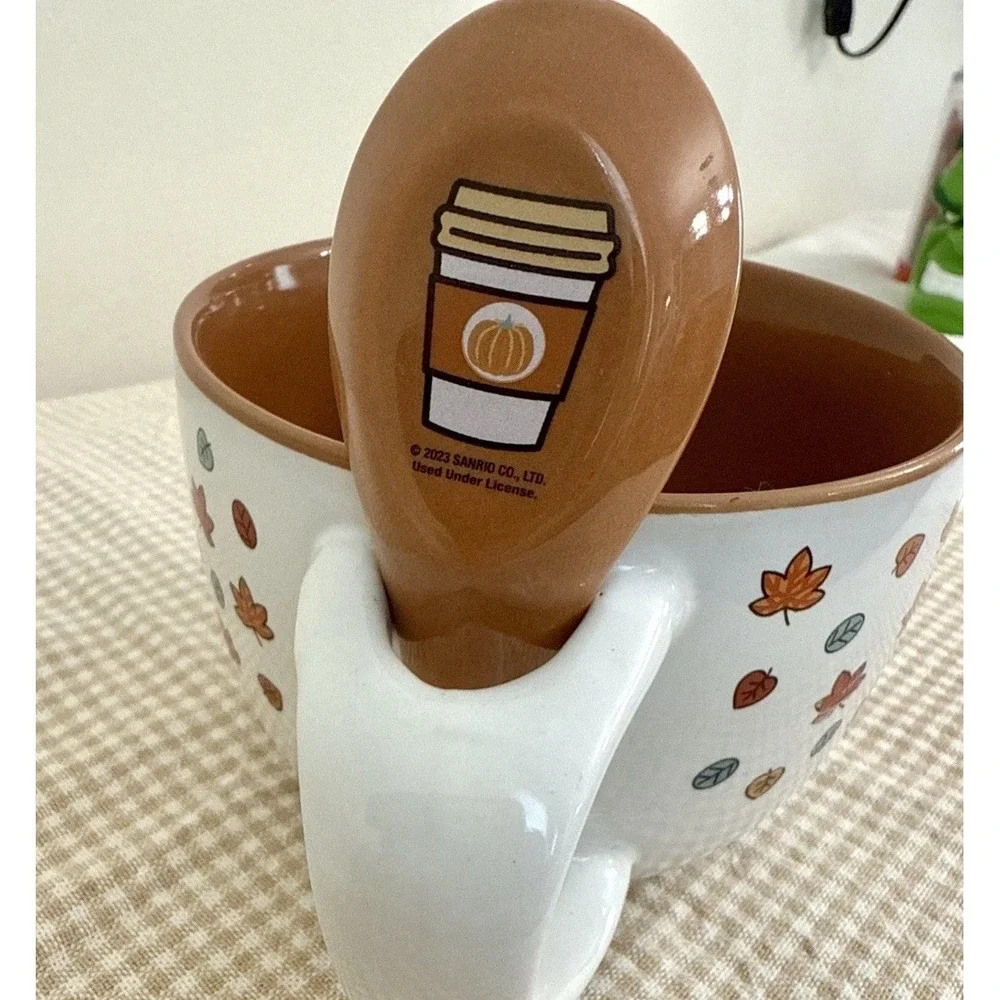 Hello Kitty Fall Harvest Pumpkin Ramen Bowl w/ Spoon Ceramic Sanrio Autumn